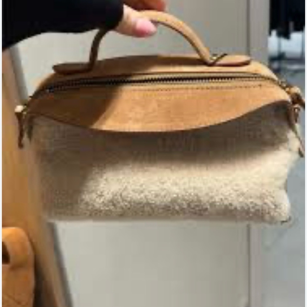 NEW NWT Zara shearling leather small crossbody bag - Picture 4 of 7